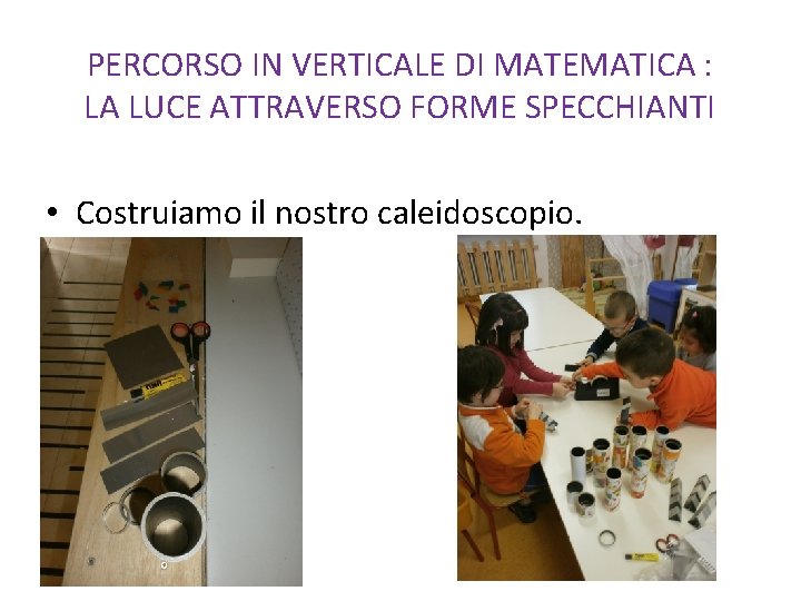 PERCORSO IN VERTICALE DI MATEMATICA : LA LUCE ATTRAVERSO FORME SPECCHIANTI • Costruiamo il