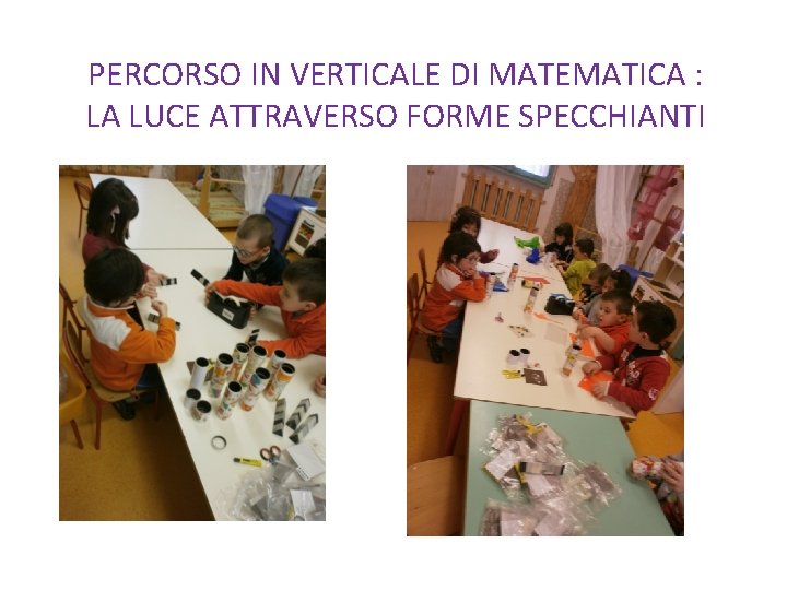 PERCORSO IN VERTICALE DI MATEMATICA : LA LUCE ATTRAVERSO FORME SPECCHIANTI 