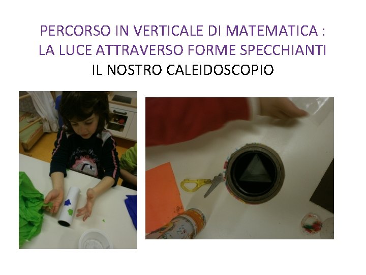 PERCORSO IN VERTICALE DI MATEMATICA : LA LUCE ATTRAVERSO FORME SPECCHIANTI IL NOSTRO CALEIDOSCOPIO