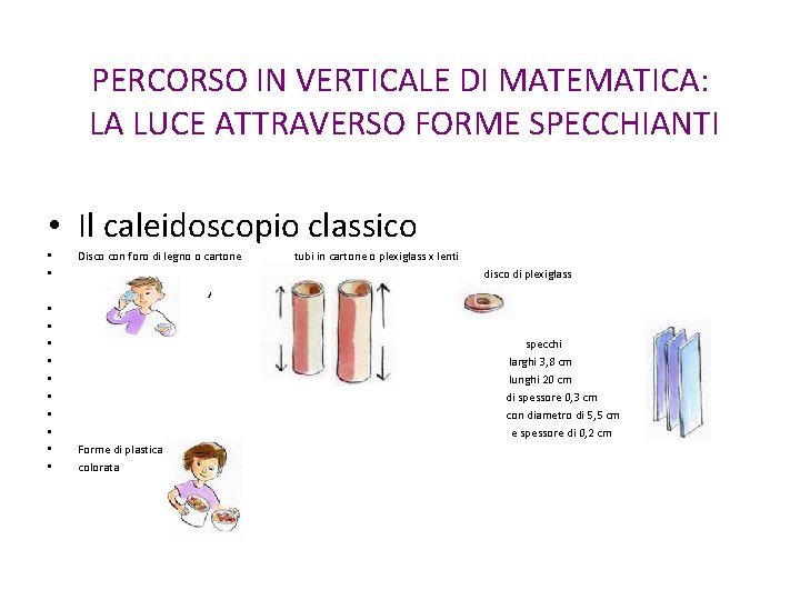 PERCORSO IN VERTICALE DI MATEMATICA: LA LUCE ATTRAVERSO FORME SPECCHIANTI • Il caleidoscopio classico