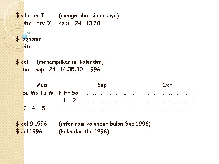 $ who am I rita tty 01 (mengetahui siapa saya) sept 24 10: 30