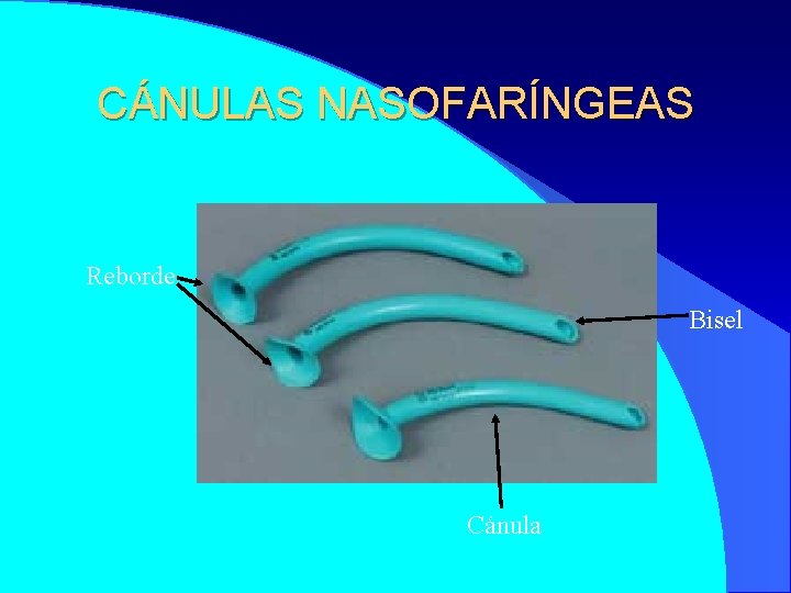 CÁNULAS NASOFARÍNGEAS Reborde Bisel Cánula 