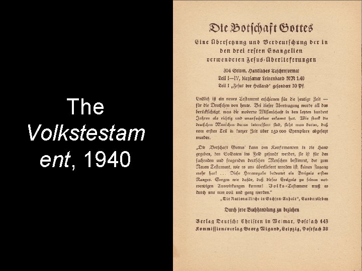 The Volkstestam ent, 1940 The Volkstestam ent, 1940