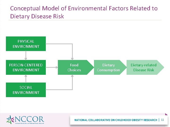 Conceptual Model of Environmental Factors Related to Dietary Disease Risk PHYSICAL ENVIRONMENT PERSON-CENTERED ENVIRONMENT