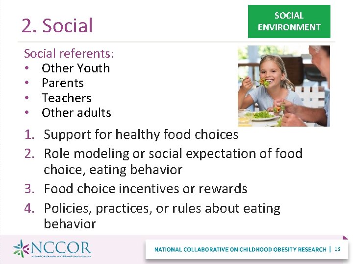 2. Social SOCIAL ENVIRONMENT Social referents: • Other Youth • Parents • Teachers •