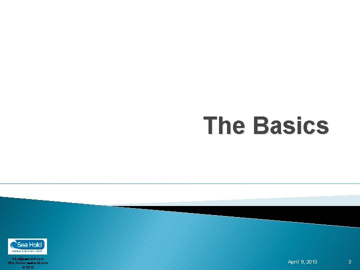 The Basics info@seahold. com http: //www. seahold. com © 2013 April 9, 2013 3