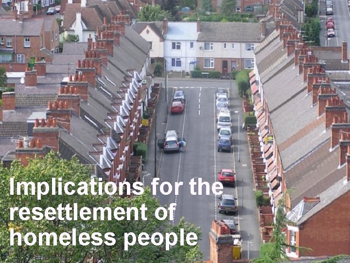 Implications for the resettlement of homeless people 