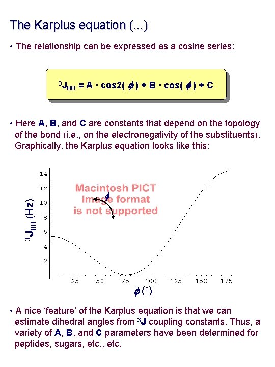 The Karplus equation (. . . ) • The relationship can be expressed as