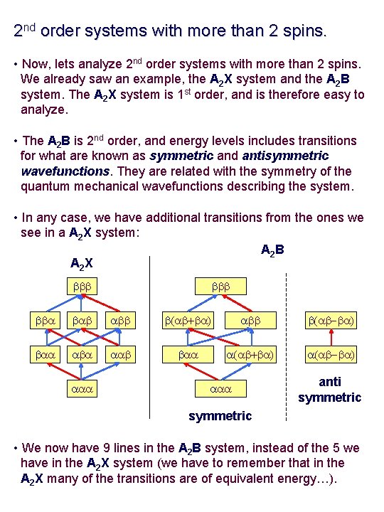 2 nd order systems with more than 2 spins. • Now, lets analyze 2