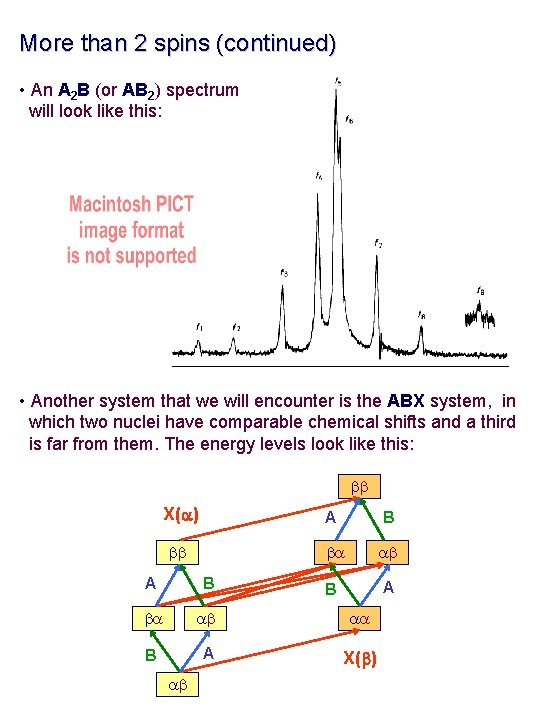 More than 2 spins (continued) • An A 2 B (or AB 2) spectrum