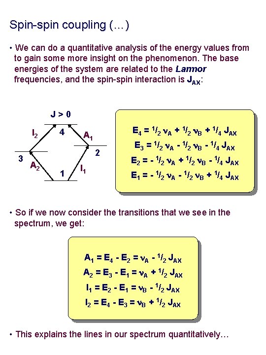 Spin-spin coupling (…) • We can do a quantitative analysis of the energy values