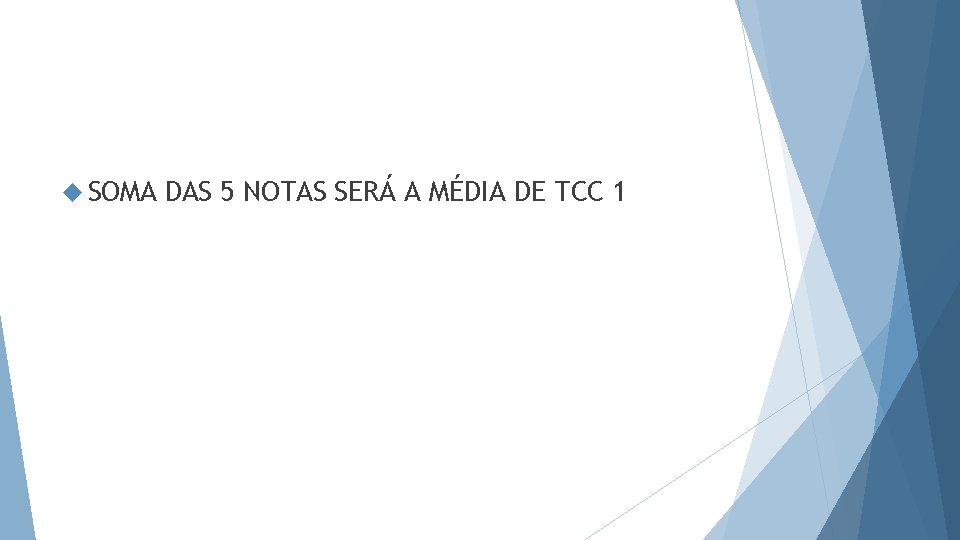  SOMA DAS 5 NOTAS SERÁ A MÉDIA DE TCC 1 