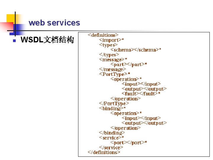 web services n WSDL文档结构 