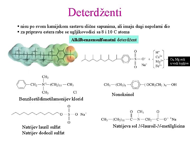 Deterdženti § nisu po svom kemijskom sastavu slične sapunima, ali imaju dugi nepolarni dio