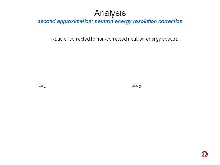 Analysis second approximation: neutron energy resolution correction Ratio of corrected to non-corrected neutron energy