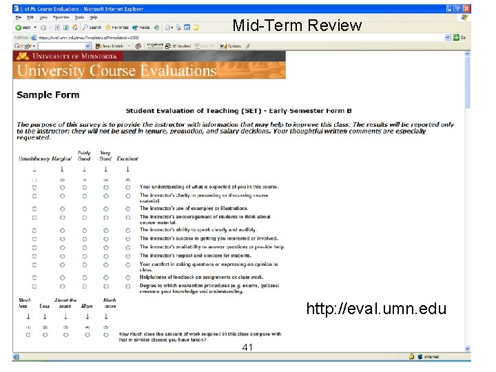 Mid-Term Review http: //eval. umn. edu 41 