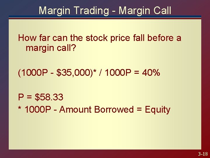 Margin Trading - Margin Call How far can the stock price fall before a