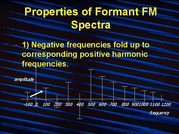 Properties of Formant FM Spectra • 1) Negative frequencies fold up to corresponding positive