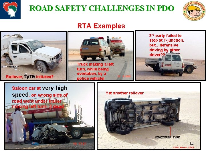 ROAD SAFETY CHALLENGES IN PDO RTA Examples 3 rd party failed to stop at