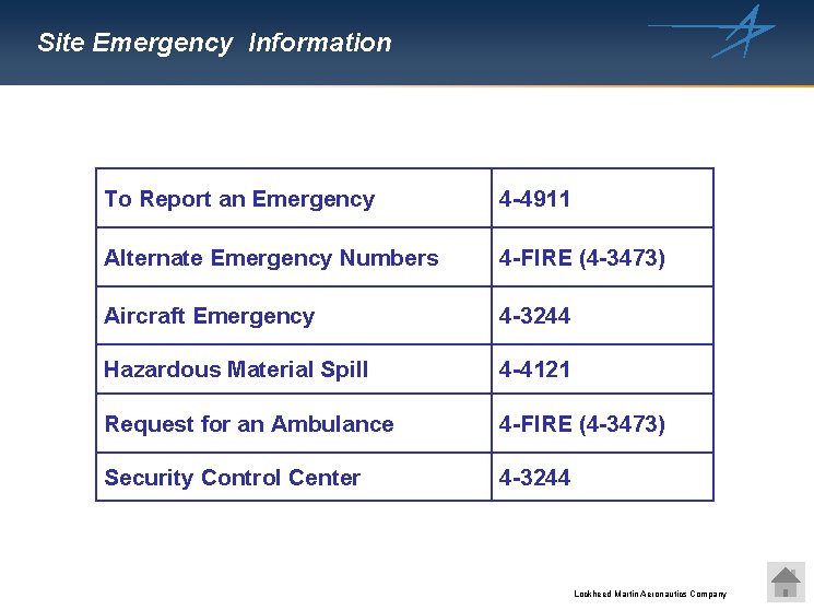 Site Emergency Information To Report an Emergency 4 -4911 Alternate Emergency Numbers 4 -FIRE