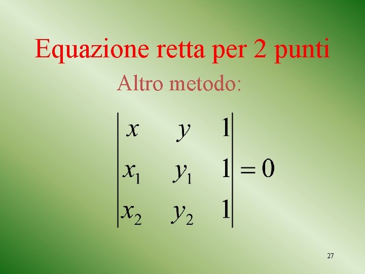 Equazione retta per 2 punti Altro metodo: 27 