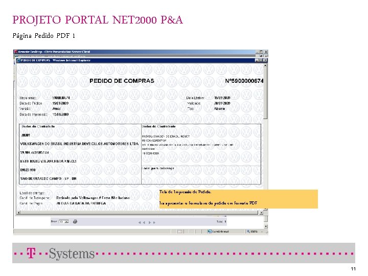 PROJETO PORTAL NET 2000 P&A Página Pedido PDF 1 Tela de Impressão de Pedido: