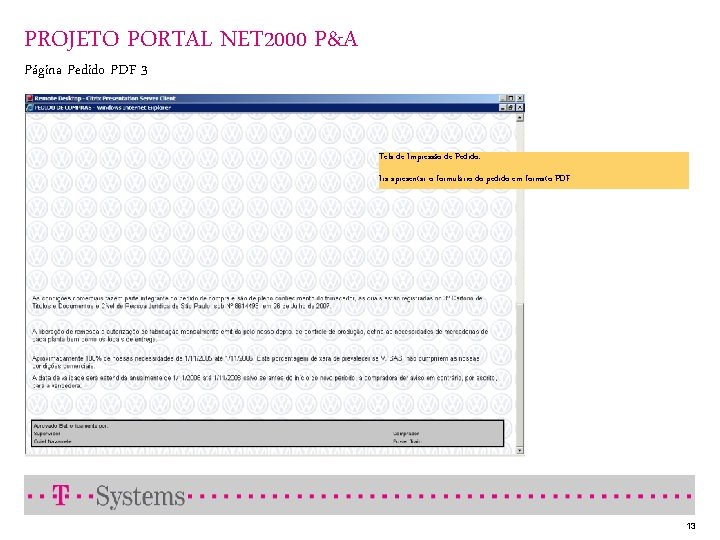 PROJETO PORTAL NET 2000 P&A Página Pedido PDF 3 Tela de Impressão de Pedido: