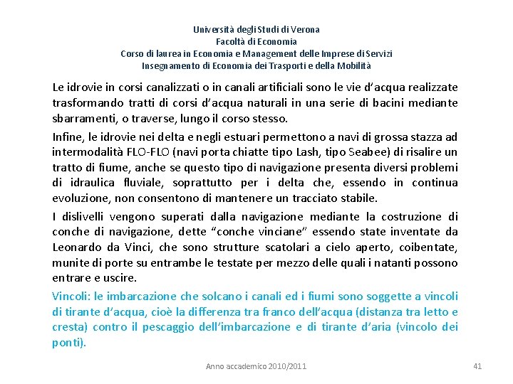 Università degli Studi di Verona Facoltà di Economia Corso di laurea in Economia e