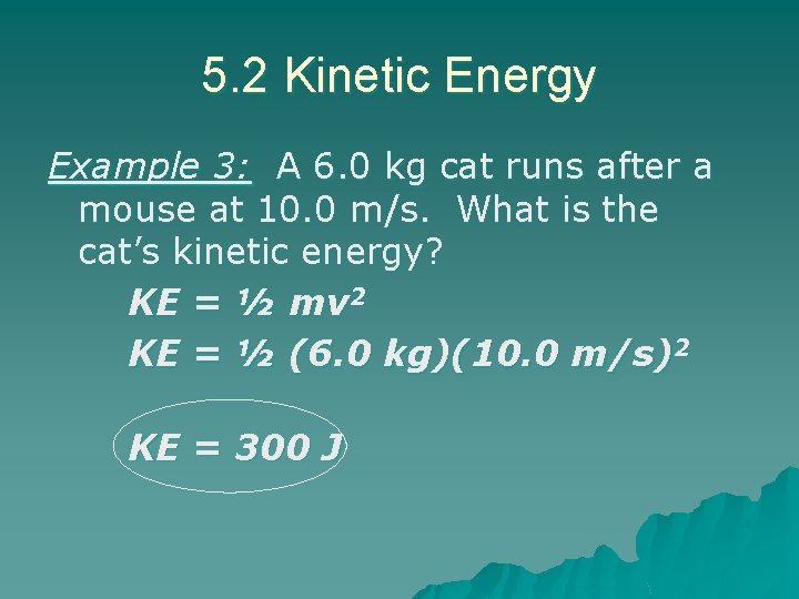 5. 2 Kinetic Energy Example 3: A 6. 0 kg cat runs after a 5. 2 Kinetic Energy Example 3: A 6. 0 kg cat runs after a