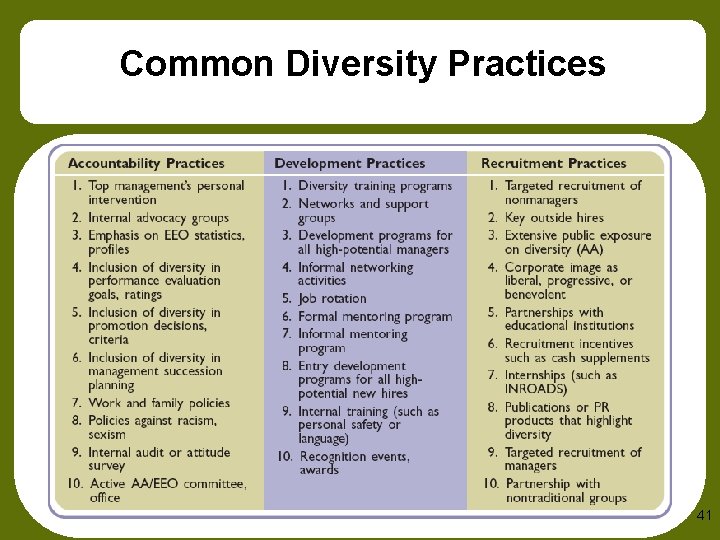 Common Diversity Practices 41 