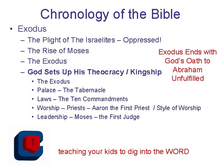 Chronology of the Bible • Exodus – – The Plight of The Israelites –