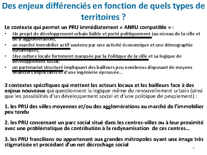 Des enjeux différenciés en fonction de quels types de territoires ? Le contexte qui