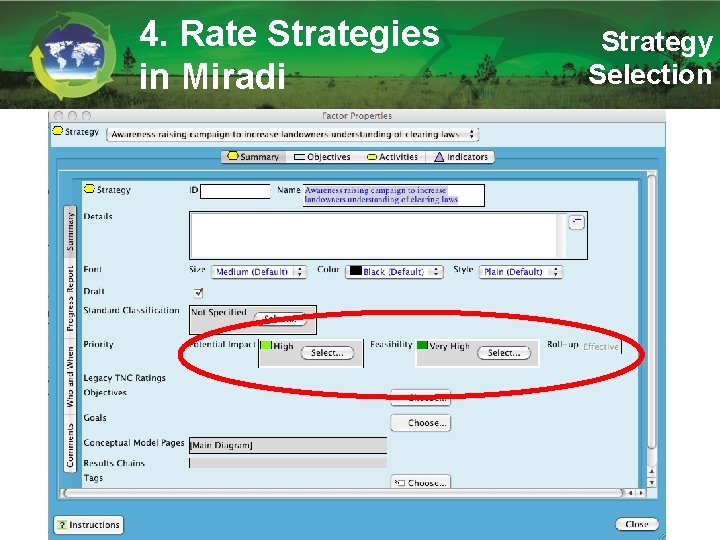 4. Rate Strategies in Miradi Strategy Selection 