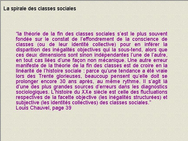 La spirale des classes sociales “la théorie de la fin des classes sociales s’est