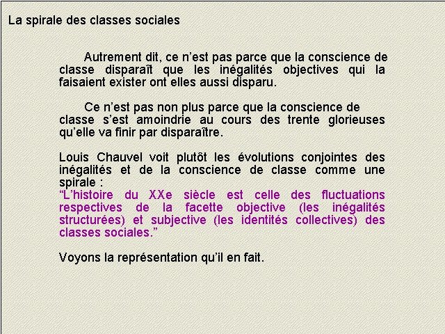 La spirale des classes sociales Autrement dit, ce n’est pas parce que la conscience