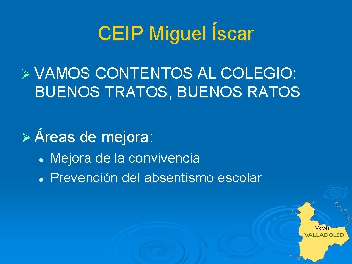 CEIP Miguel Íscar Ø VAMOS CONTENTOS AL COLEGIO: BUENOS TRATOS, BUENOS RATOS Ø Áreas