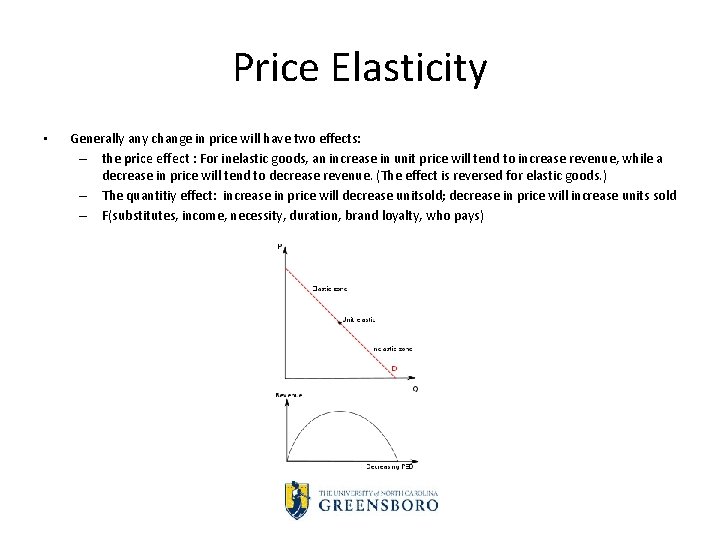 Price Elasticity • Generally any change in price will have two effects: – the