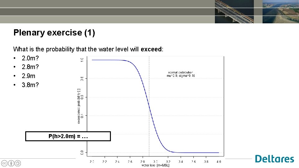 Plenary exercise (1) What is the probability that the water level will exceed: •