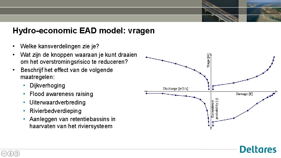 Hydro-economic EAD model: vragen • Welke kansverdelingen zie je? • Wat zijn de knoppen