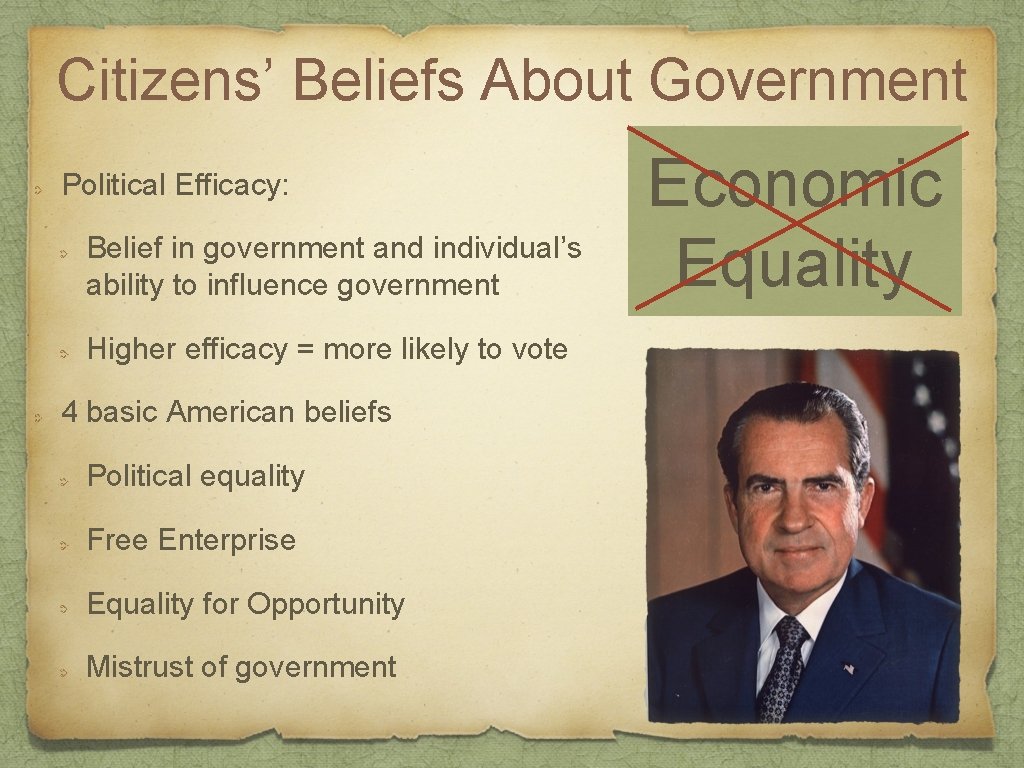 Citizens’ Beliefs About Government Political Efficacy: Belief in government and individual’s ability to influence