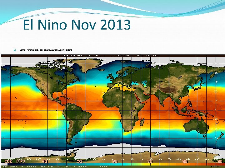 El Nino Nov 2013 http: //www. ssec. wisc. edu/data/sst/latest_sst. gif Menu Previous Next 11