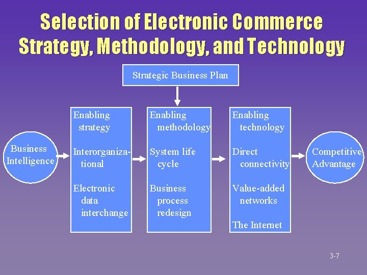 Selection of Electronic Commerce Strategy, Methodology, and Technology Strategic Business Plan Business Intelligence Enabling