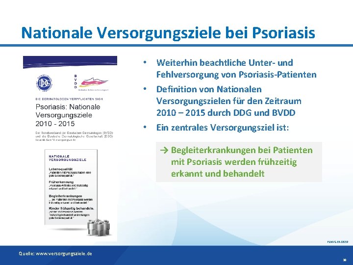 Nationale Versorgungsziele bei Psoriasis • Weiterhin beachtliche Unter- und Fehlversorgung von Psoriasis-Patienten • Definition