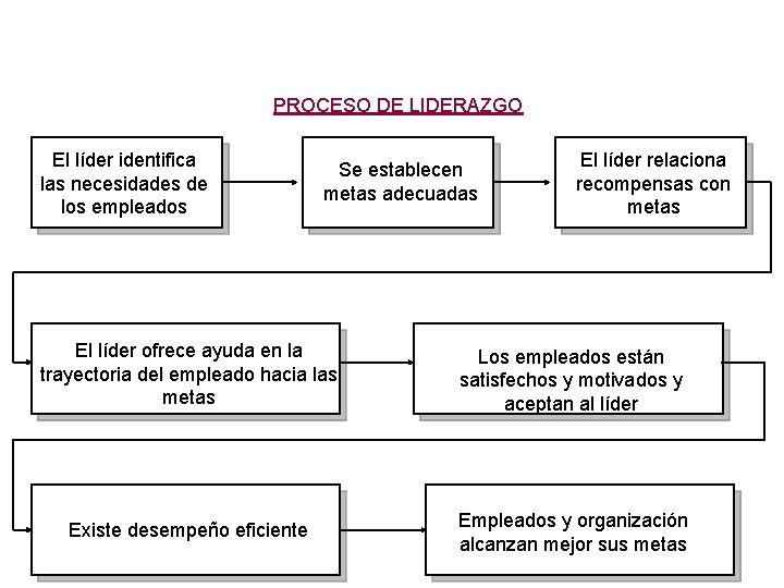 PROCESO DE LIDERAZGO El líder identifica las necesidades de los empleados Se establecen metas