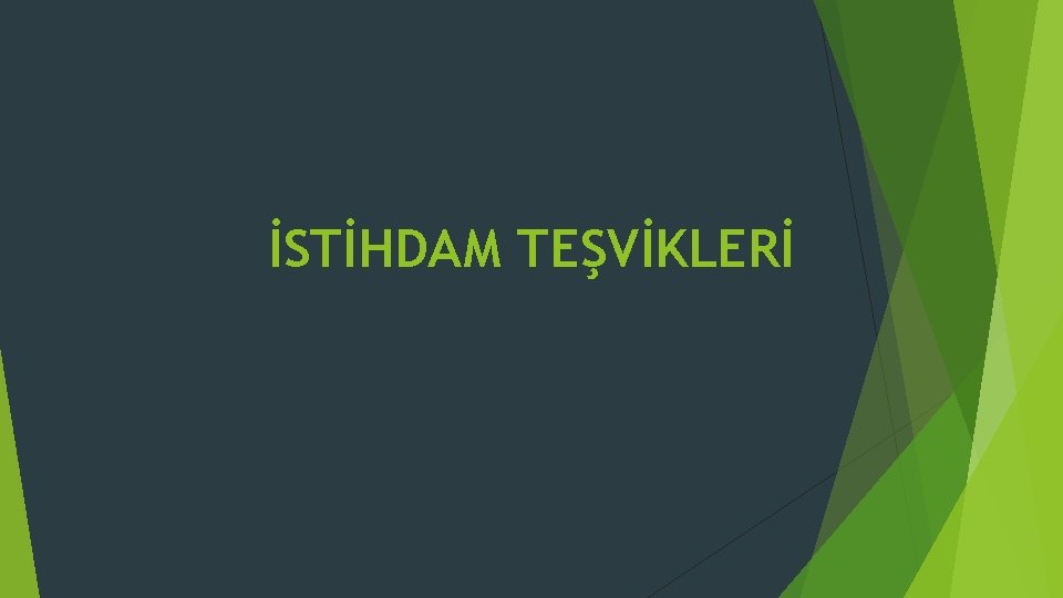 İSTİHDAM TEŞVİKLERİ 