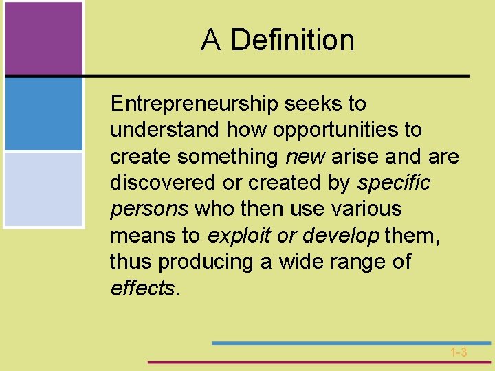 A Definition Entrepreneurship seeks to understand how opportunities to create something new arise and A Definition Entrepreneurship seeks to understand how opportunities to create something new arise and