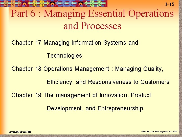 1 -15 Part 6 : Managing Essential Operations and Processes Chapter 17 Managing Information