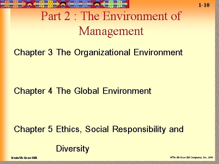 1 -10 Part 2 : The Environment of Management Chapter 3 The Organizational Environment