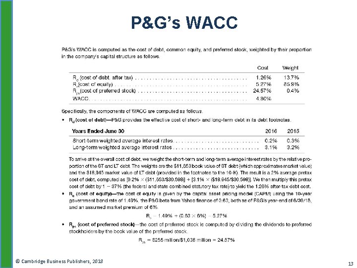 P&G’s WACC © Cambridge Business Publishers, 2018 13 
