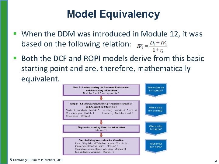 Model Equivalency § When the DDM was introduced in Module 12, it was based